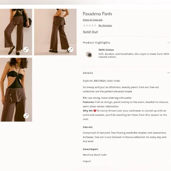 Free People Pasadena Pants in Darkest Chocolate - Picture 4 of 5
